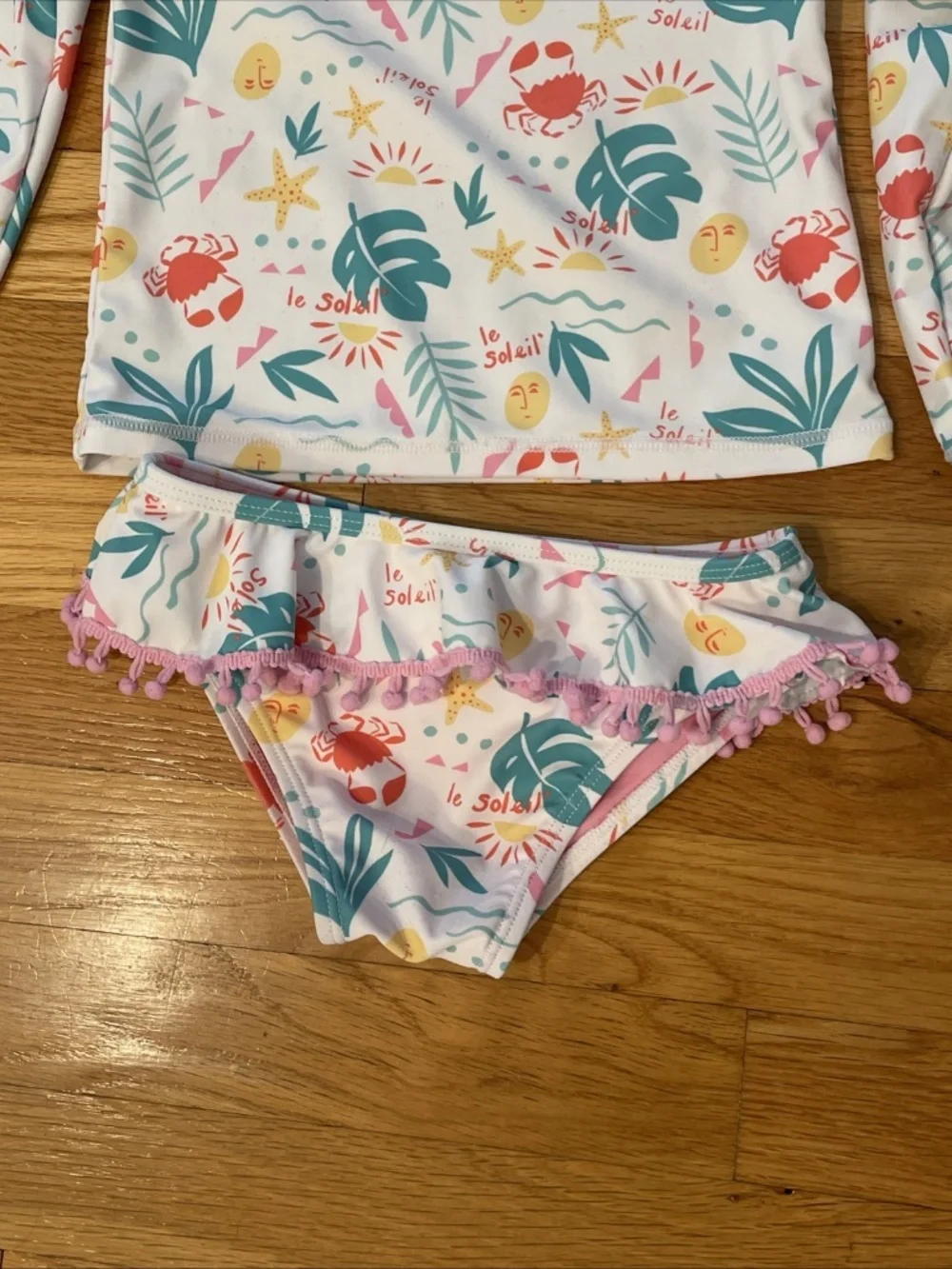 Bundle Of 2 Girls 3T Two-Piece Long Sleeve Swimsuits - Feather 4 Arrow, Carters